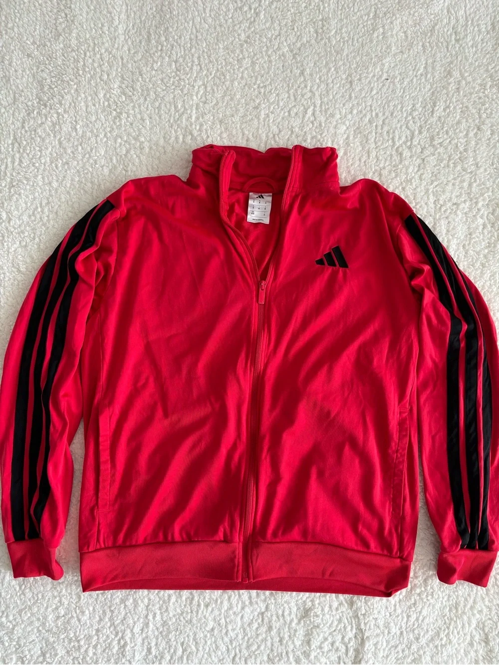 adidas Men’s M Red Track Jacket 3-Stripes Full Zip Athletic Sportswear